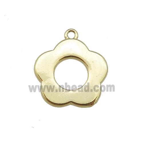 copper flower pendant, gold plated