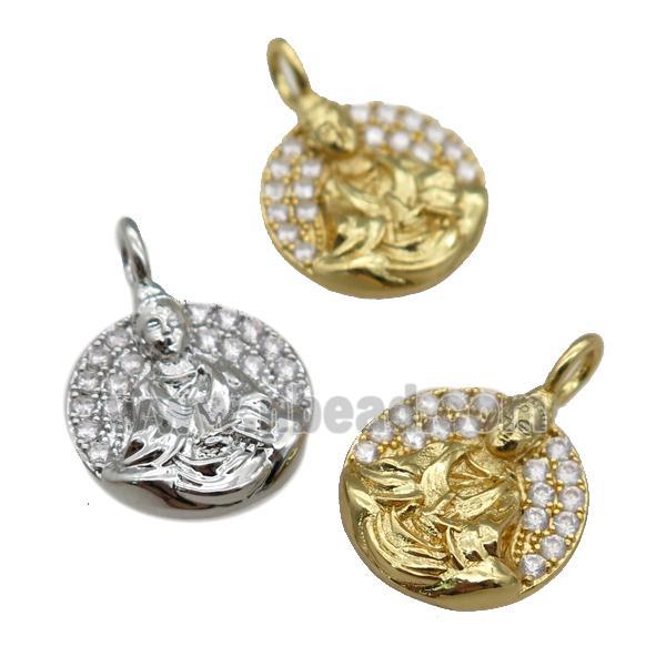 copper buddha pendant paved zircon, mixed