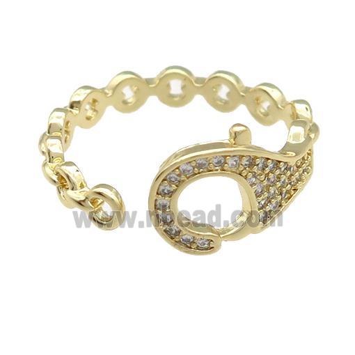 copper Ring paved zircon, gold plated