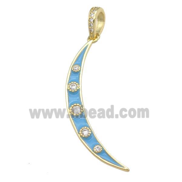 copper Moon pendant with teal enamel, gold plated