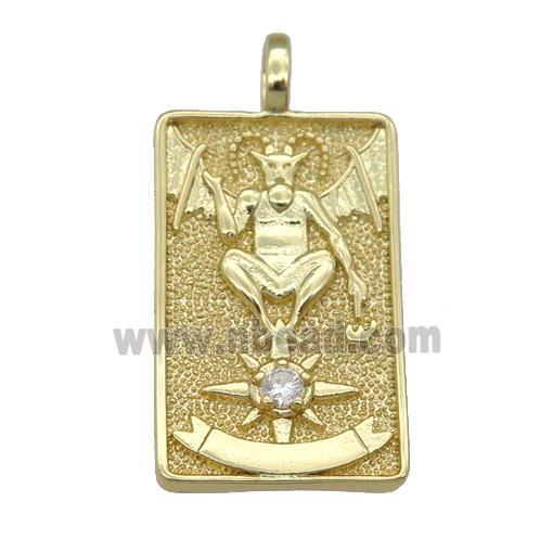 copper Tarot Card pendant, necromancer, gold plated