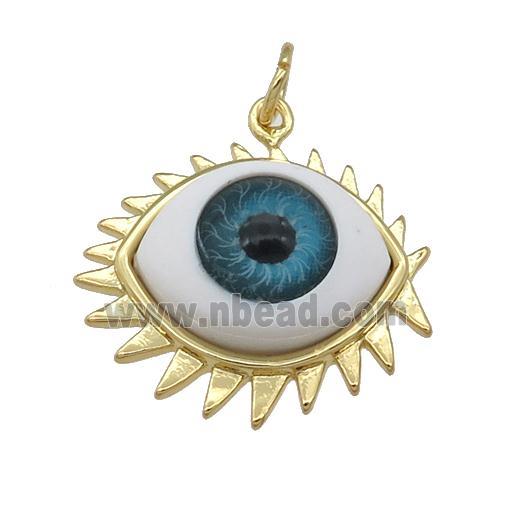 copper pendant with blue Evil Eye, gold plated