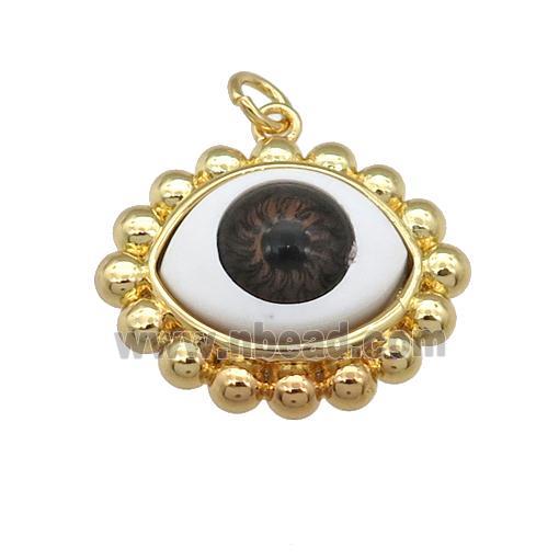 copper pendant with red Evil Eye, gold plated
