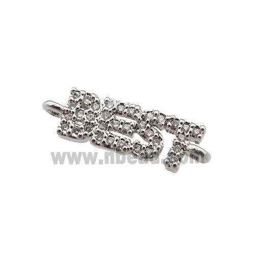 copper BEST connector pave zircon, platinum plated