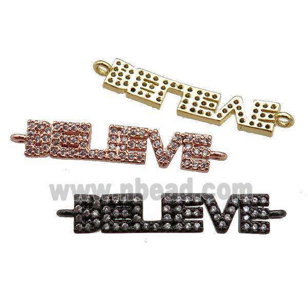 copper BELIEVE connector paved zircon, mixed