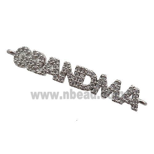 copper GRANDMA connector paved zircon, platinum plated