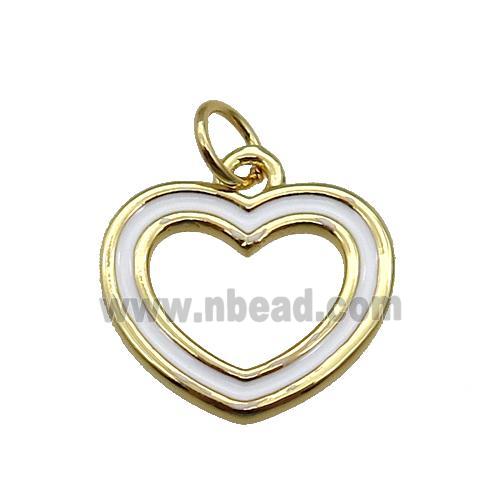 copper Heart pendant with white enamel, gold plated