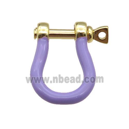 copper U-clasp with lavender enamel, gold plated