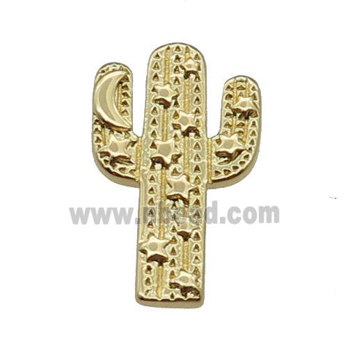 copper cactus pendant, moon star, gold plated