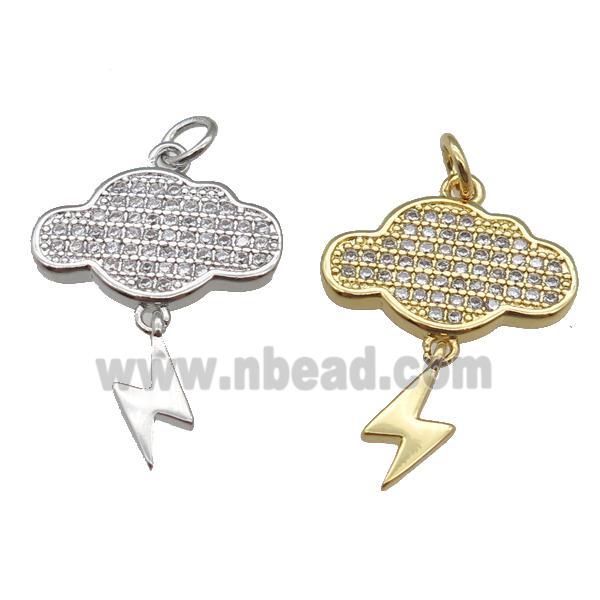 copper Cloud Lightning pendant paved zircon, mixed