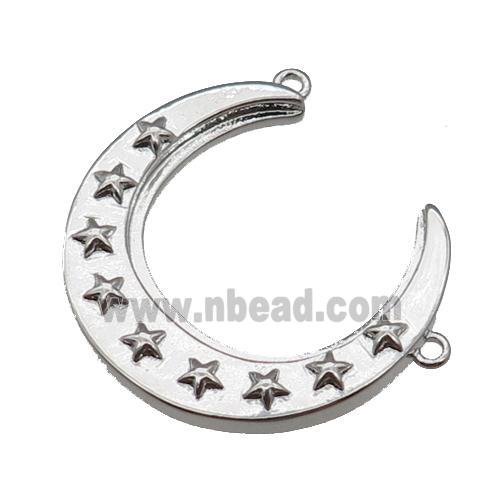 copper crescent moon pendant, platinum plated