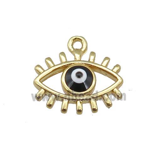 copper Evil Eye pendant with black enamel, gold plated