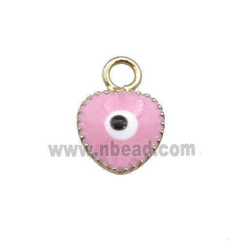 copper Evil Eye pendant with pink enamel, gold plated