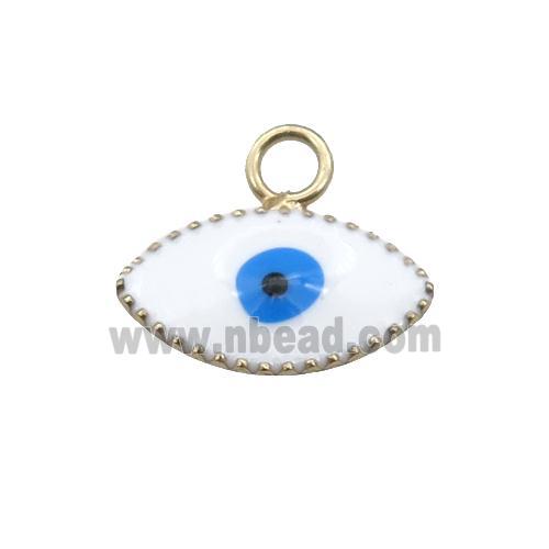 copper Evil Eye pendant with white enamel, gold plated
