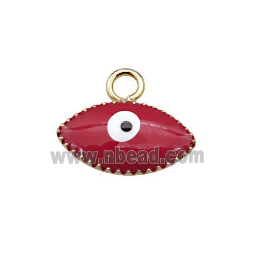 copper Evil Eye pendant with red enamel, gold plated