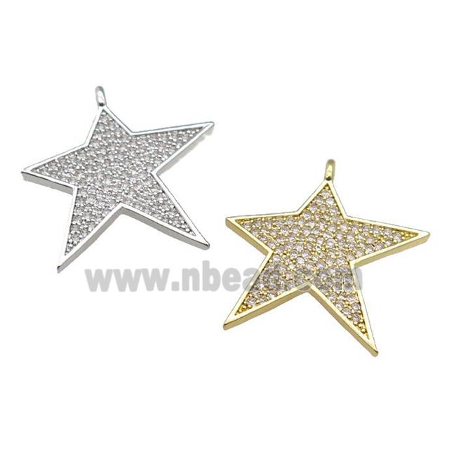 copper Star pendant paved zircon, mixed