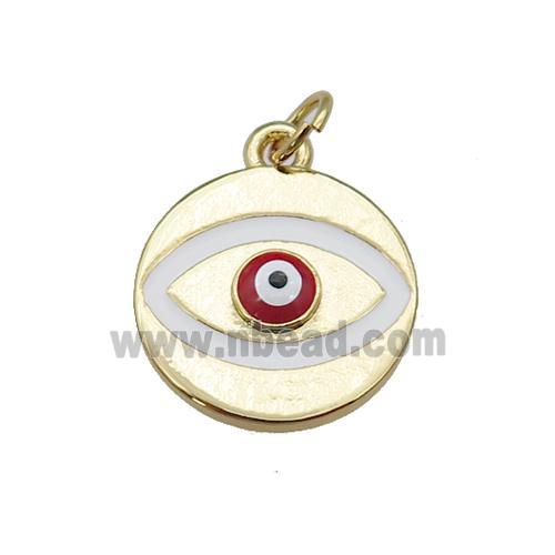 copper Evil Eye pendant with red enamel, gold plated