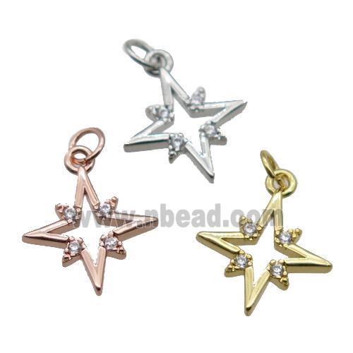copper Star pendant paved zircon, mixed