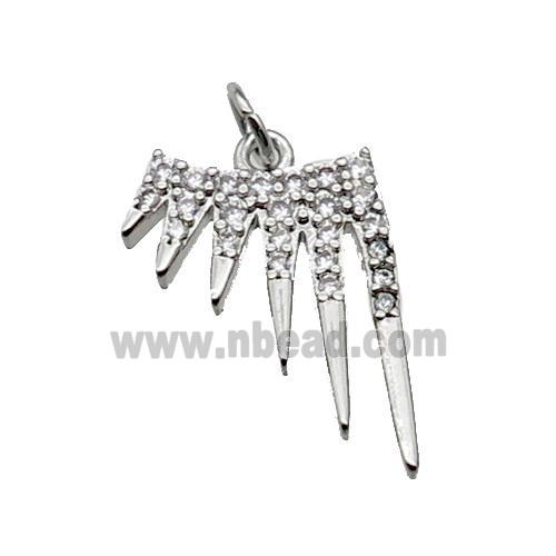 copper starbust pendant paved zircon, platinum plated