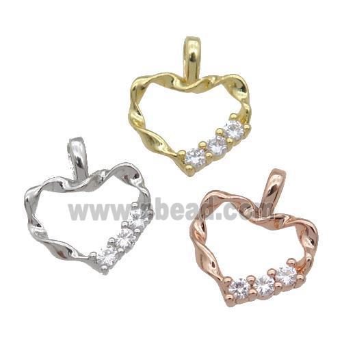 copper Heart pendant paved zircon, mixed