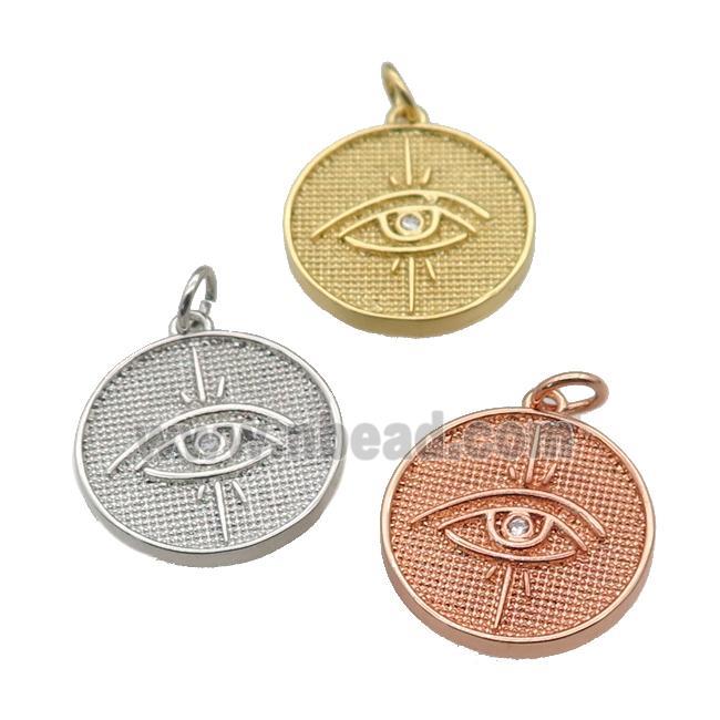 copper circle Eye pendant paved zircon, mixed