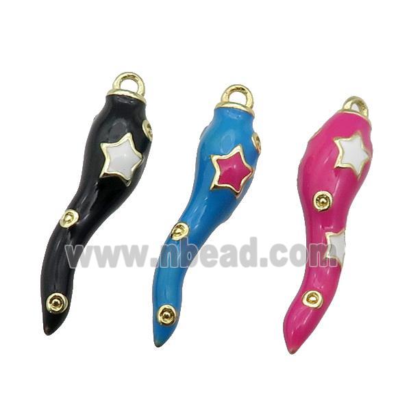 copper Capsicum pendant with enamel, gold plated, mixed