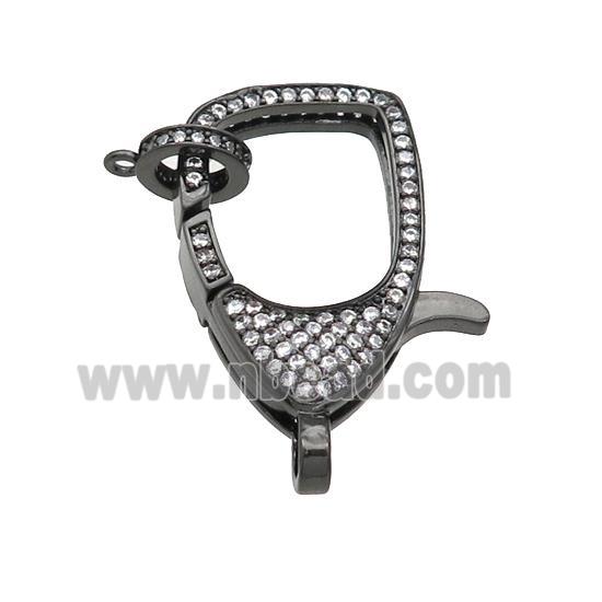 copper Lobster Clasp paved zircon, black plated