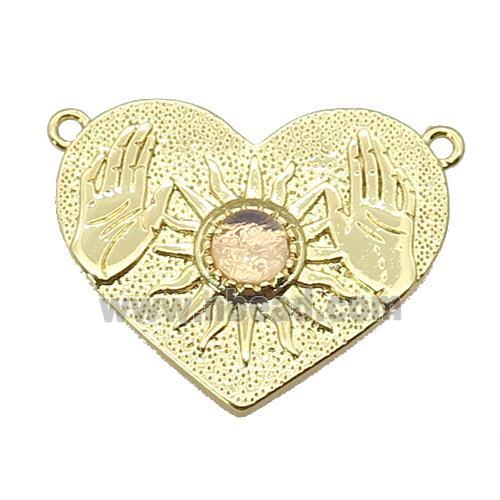 copper Heart pendant, sun hand, gold plated