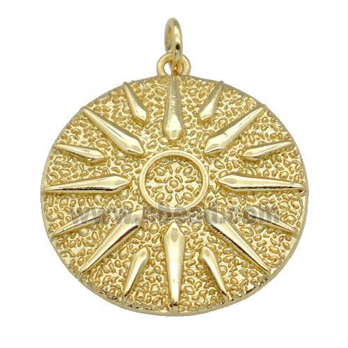 copper Sun disk pendant, gold plated