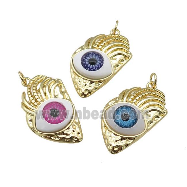 copper Eye pendant, gold plated, mixed