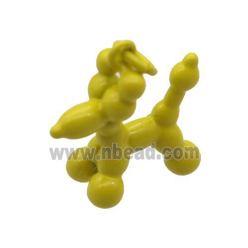 copper Dog pendant with yellow fire Lacquered