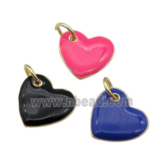 copper Heart pendant with enamel, gold plated, mixed