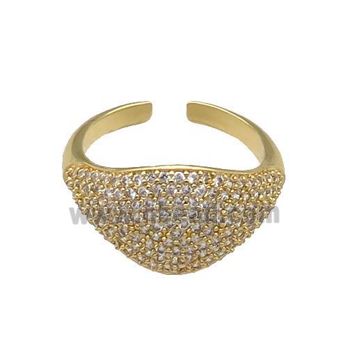 copper Rings paved zircon, gold plated