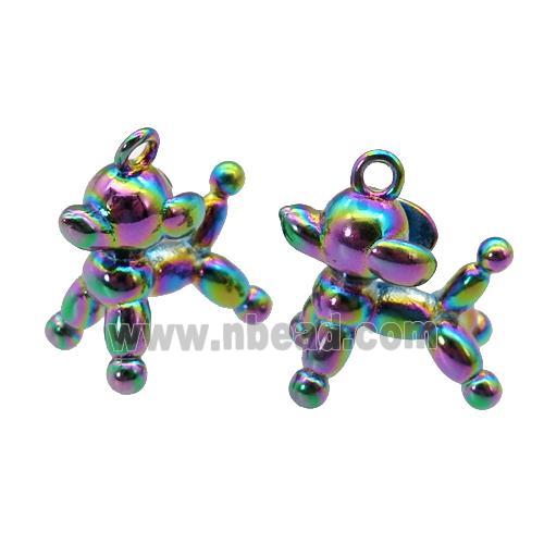 copper Dog charm pendant, rainbow electroplated