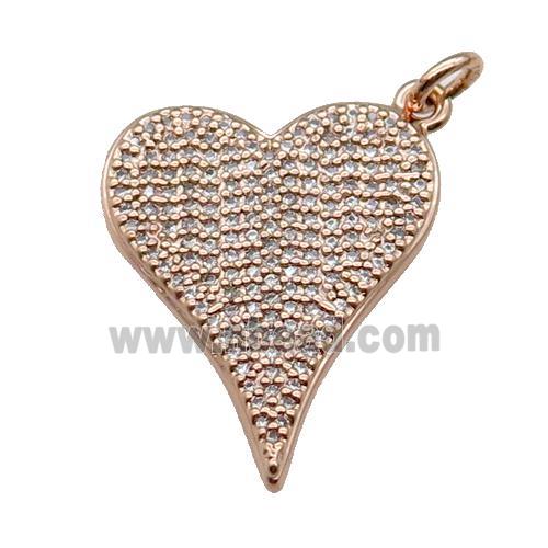 copper heart pendant pave zircon, rose gold