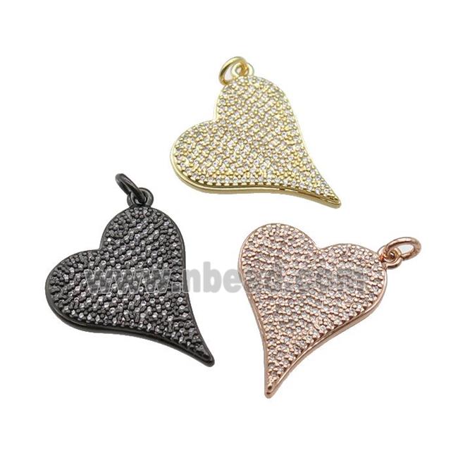 copper heart pendant pave zircon, mixed
