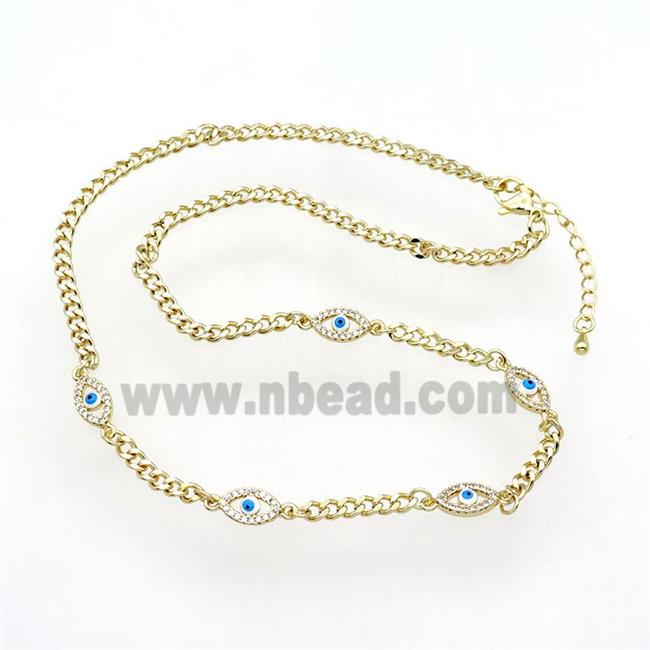 copper Necklace with Evil Eye, adjustable, gold plated