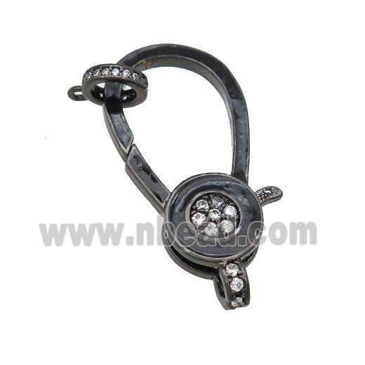 copper Lobster Clasp paved zircon, black plated