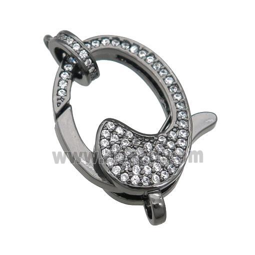 copper Lobster Clasp paved zircon, black plated