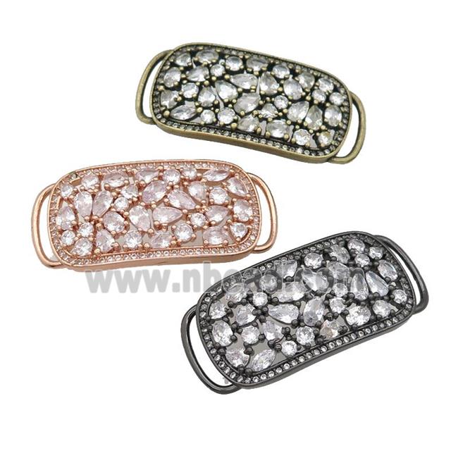 copper rectangle connector pave zircon, mixed