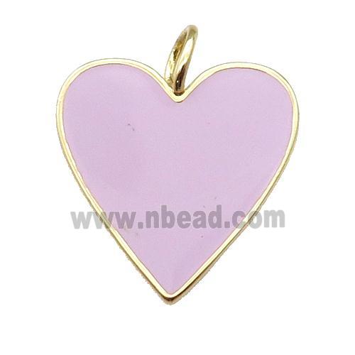 copper Heart pendant with pink enamel, gold plated