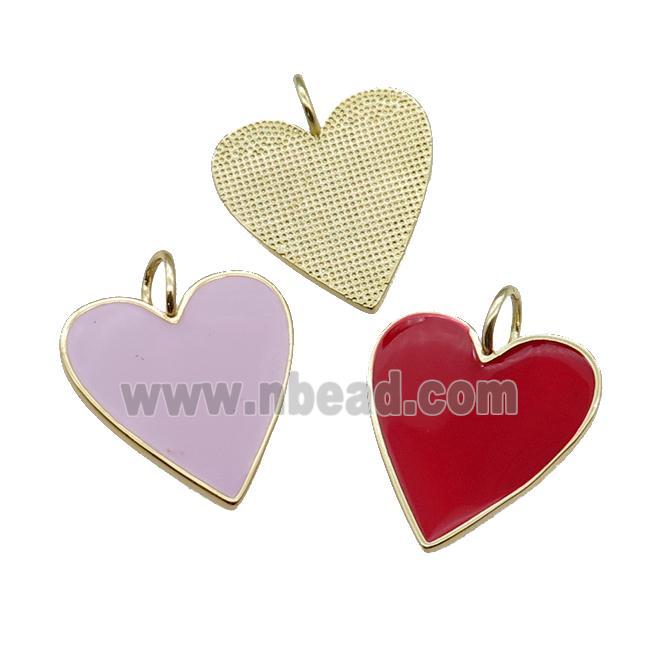 copper Heart pendant with enamel, gold plated, mixed