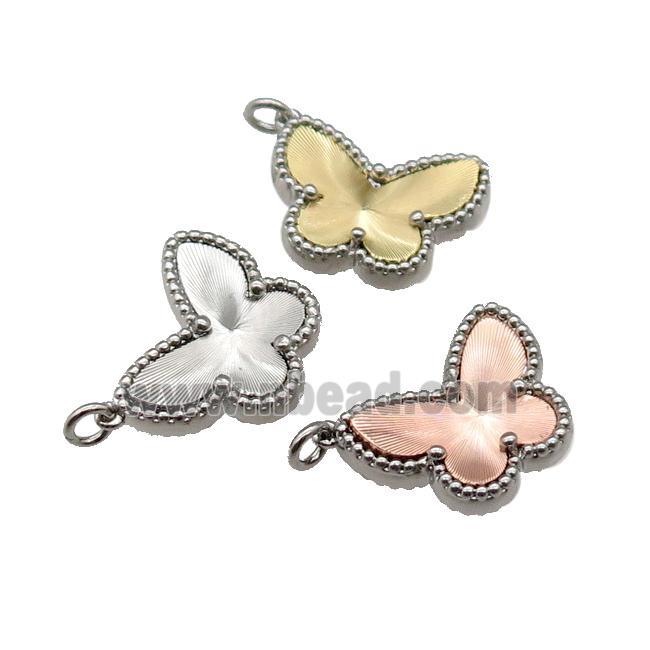 copper Butterfly pendant, platinum plated, mixed