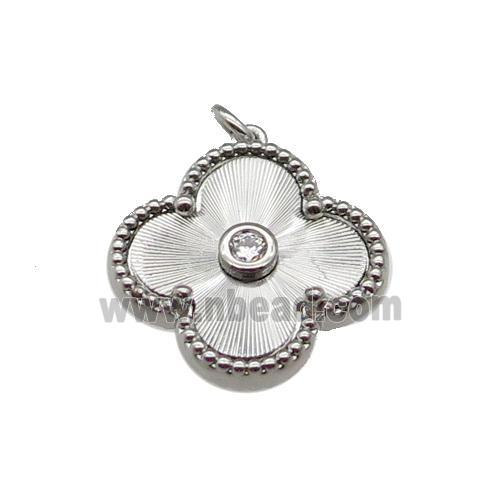 copper Clover pendant, platinum plated