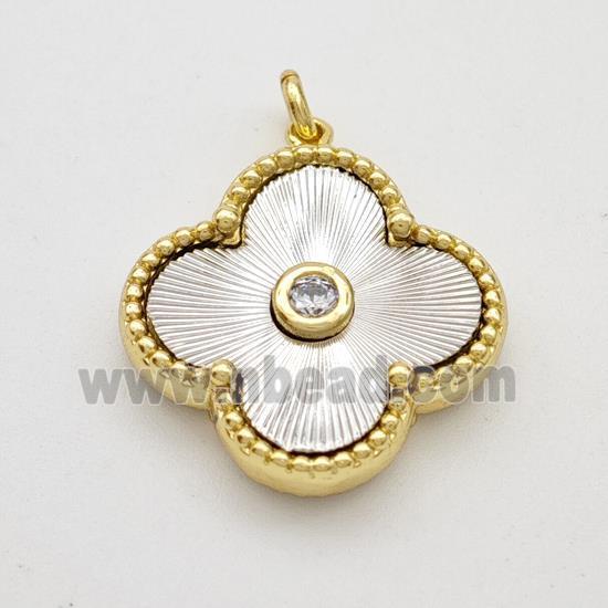 copper Clover pendant, platinum plated