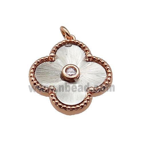 copper Clover pendant, platinum plated