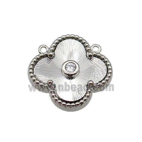 copper Clover pendant, platinum plated