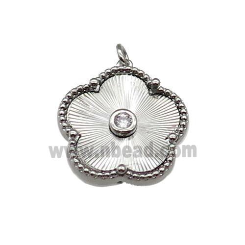 copper Flower pendant, platinum plated