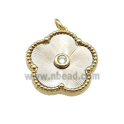 copper Flower pendant, platinum plated