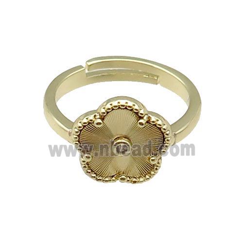 copper Flower Ring, adjustable, gold plated